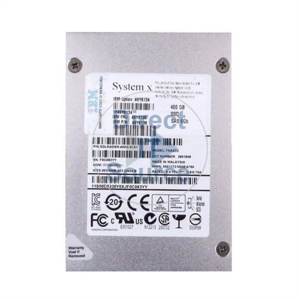 IBM 49Y6138 - 400GB 2.5" HARD DRIVE Refurbished  SERVER HARD DRVIVE                6 Months Warranty